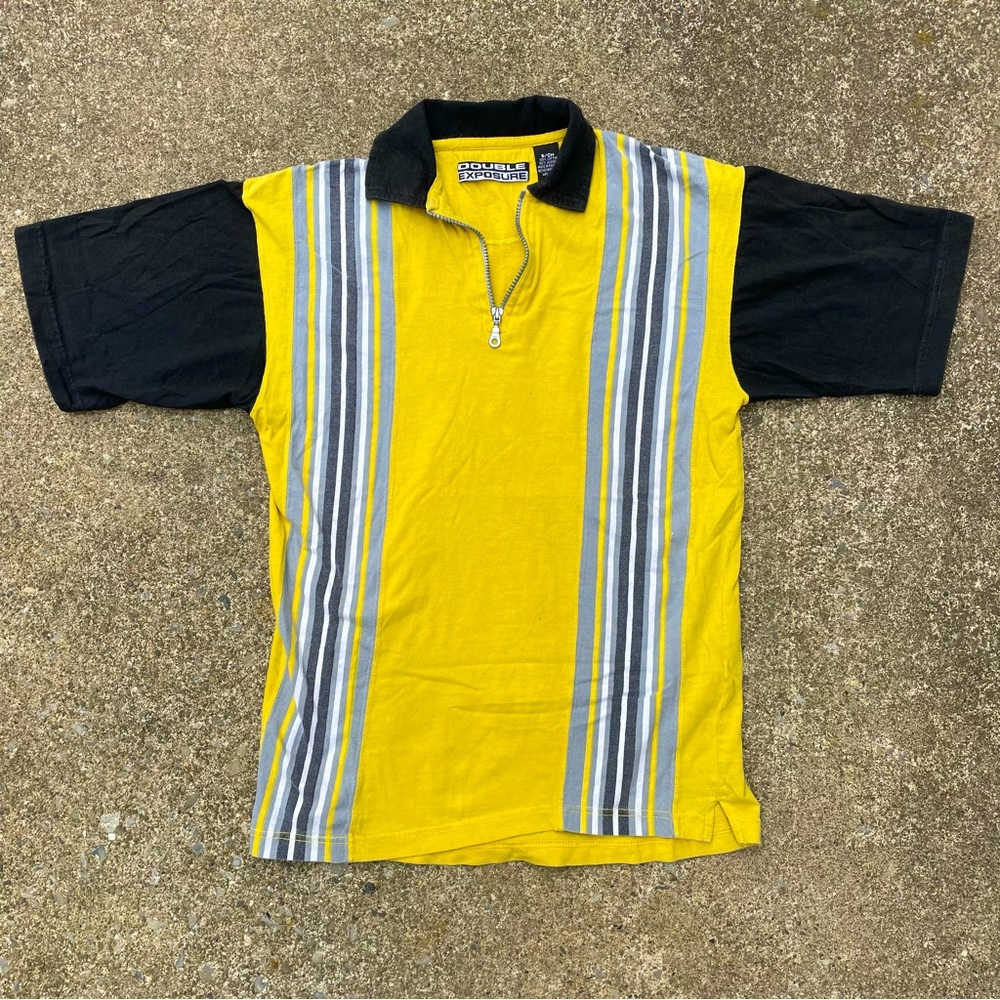 Vintage Double Exposure yellow striped shirt